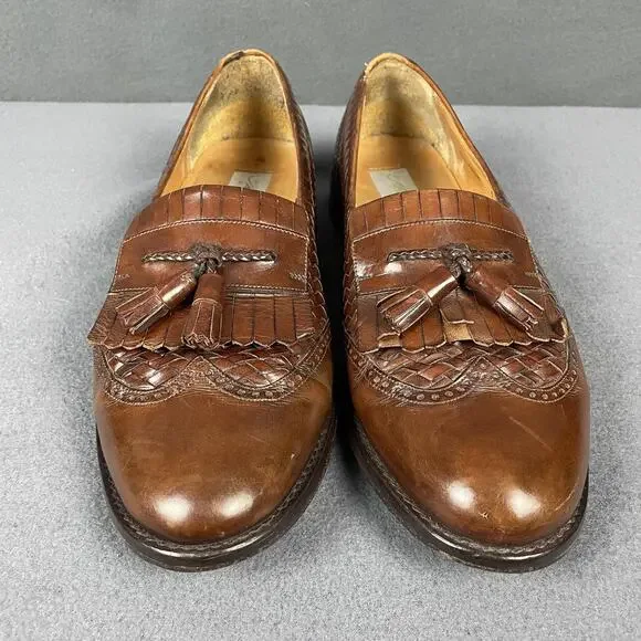 Mezlan Alicante Shoes Mens Size 11.5 W Brown Leather Tassel Loafers Dress Brogue - Picture 2 of 16